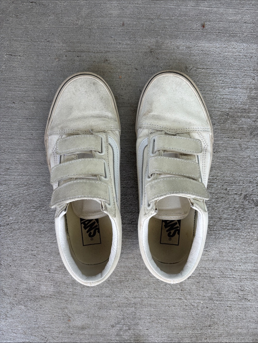 Vans Cream Velcro Skate Sneakers